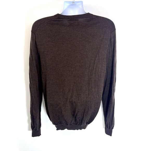 Joseph Abboud Extra Fine Merino Wool V Neck Sweater Size XL Brown Classy - Picture 2 of 10